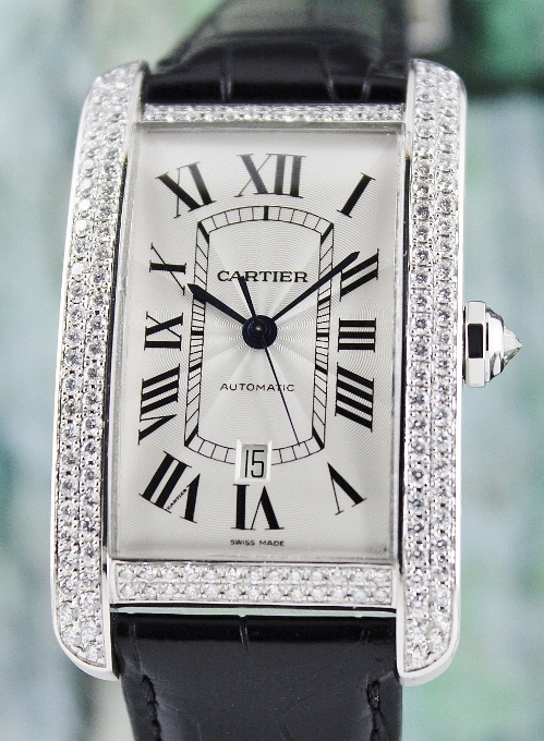 (image for) LIKE NEW CARTIER TANK AMERICAINE XL 18K WHITE GOLD WATCH / 2928